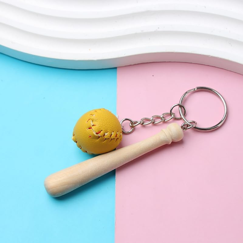 NOIAFZY 5Pcs Baseball Keychains, Acrylic round Pendant with Keyring, Sports Party Favors, DIY Jewelry Making Supplies, Craft Beads Accessories