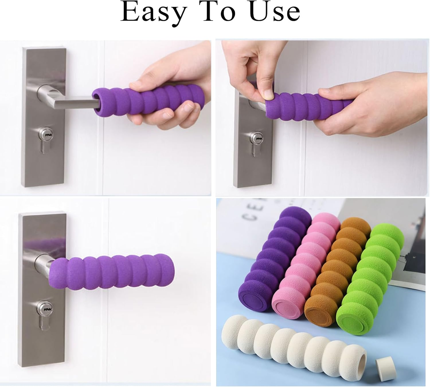 5PCS Door Knob Covers Door Handle Soft Foam Safety Cover Guard Protector Door Knobs Pull Protective(White)