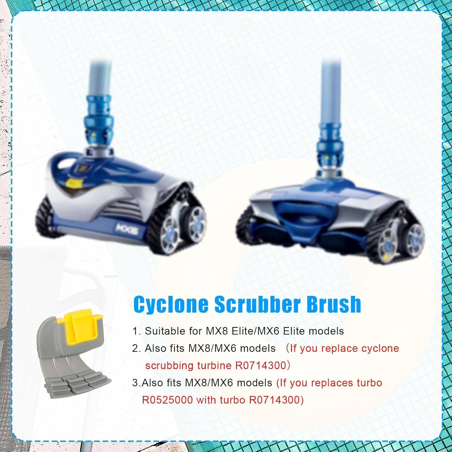 PEUTIER Pool Cleaner Replacement Parts Kit for Zodiac MX6 MX8 MX6EL MX8EL Elite, R0796200 Pool Cleaner Drive Shaft Mounting Accessories image number 6