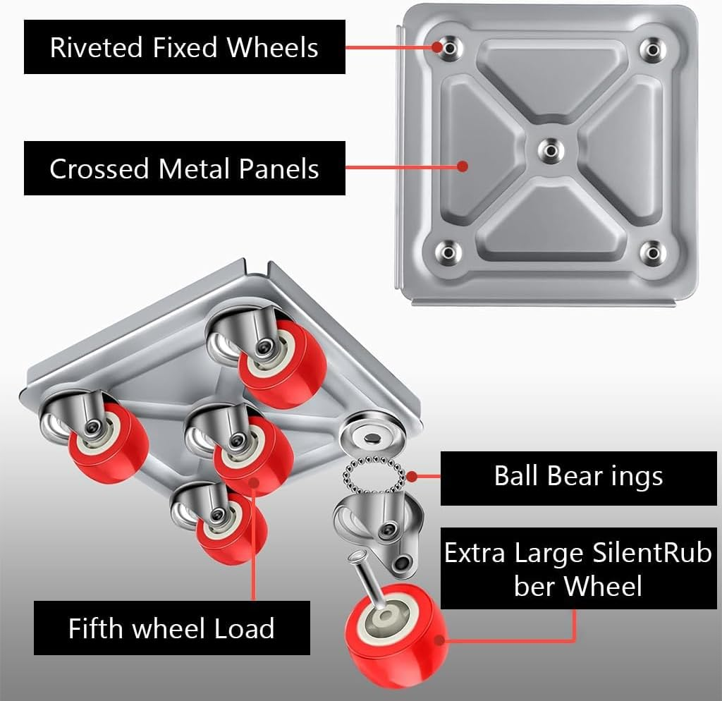Rukoy Heavy Furniture Lifter Moving Tool Set - Carbon Steel Furniture Lifter 1322LBS Capacity - Heavy Duty Furniture Moving Wheels Rollers Tools for Bed, Sofa, Wardrobe, Table, Refrigerator image number 6