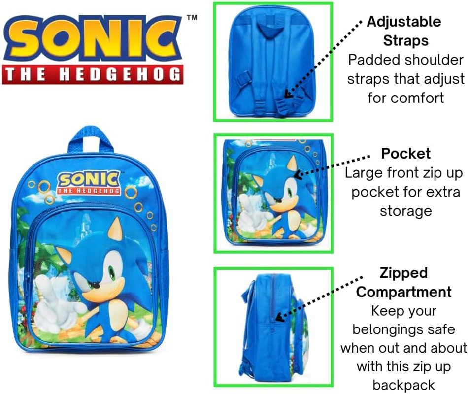 SONIC the HEDGEHOG Zoom Backpack, Blue, One Size image number 1