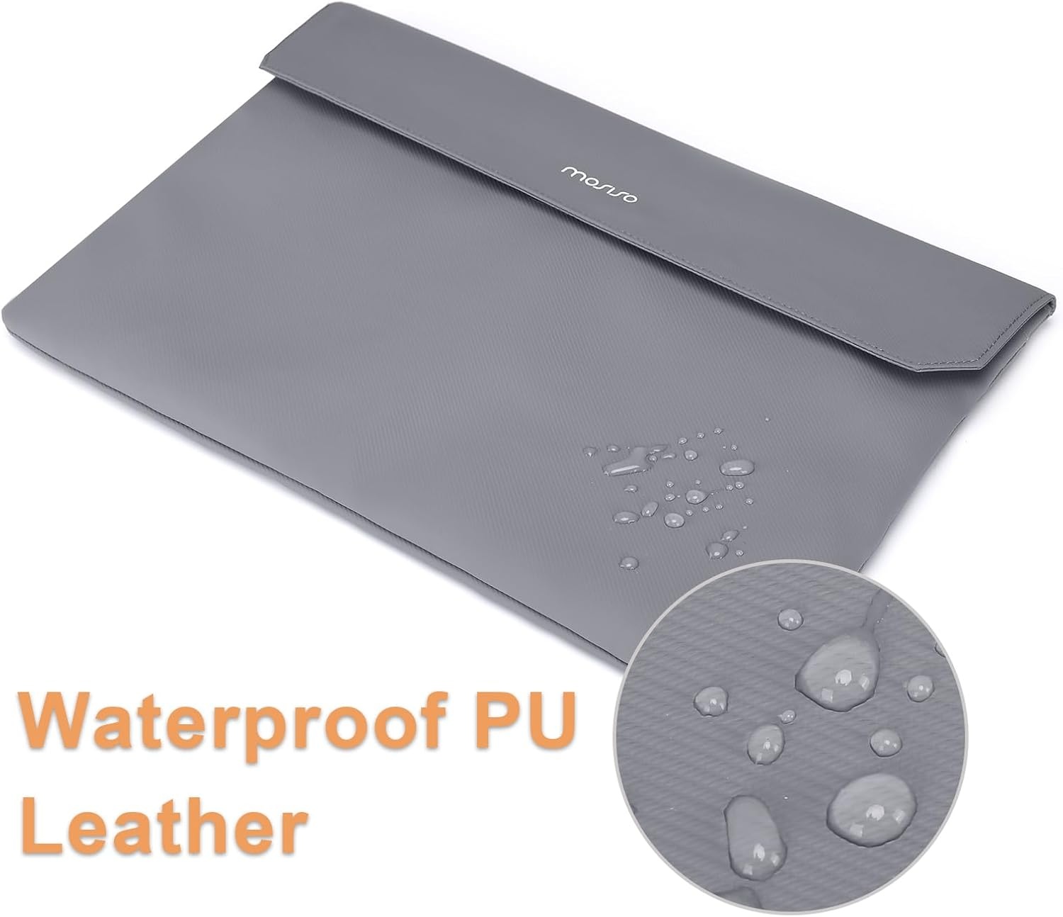 MOSISO Portable Monitor Case Sleeve 17.3 Inch, Carrying Case for Most 17.3 Inch Portable Display Monitors, Laptop Display Bag with Front Pocket, PU Leather Case for Travel Monitor Laptop, Gray image number 3