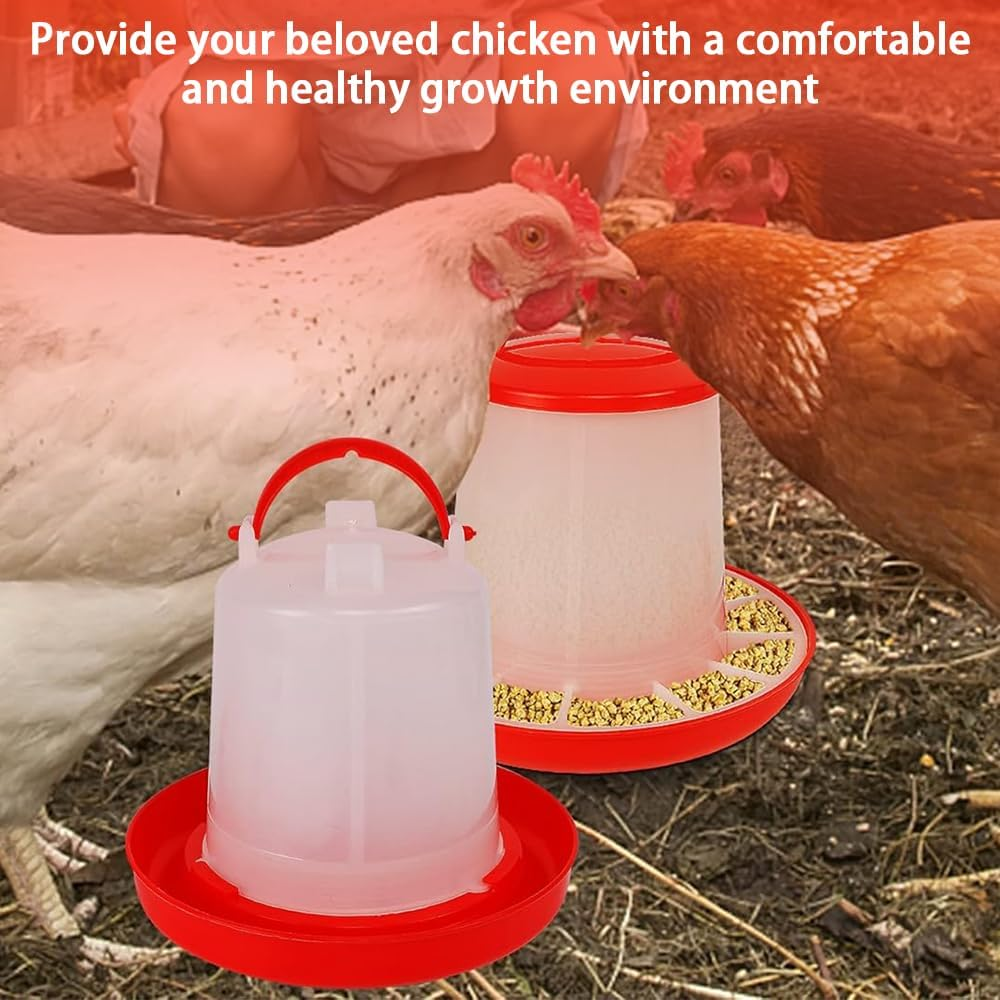 Chick Feeder Kit,Chicken Water Fountain,Feeding Container with Carrying Handle,Poultry Feeding Equipment Set,Chick Brooder Starter,For Baby Chicken,Duck Brooder image number 1