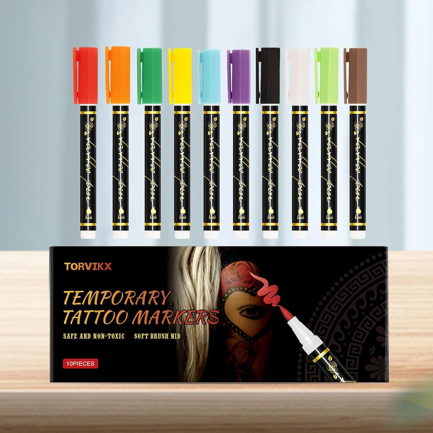 GEUGECY Body Markers for Skin, 10 Colors High-Definition Face Painting, Cosplay Skin Markers, for Kids Teens Adults Party Festival Makeup Role-Playing Gathering image number 3