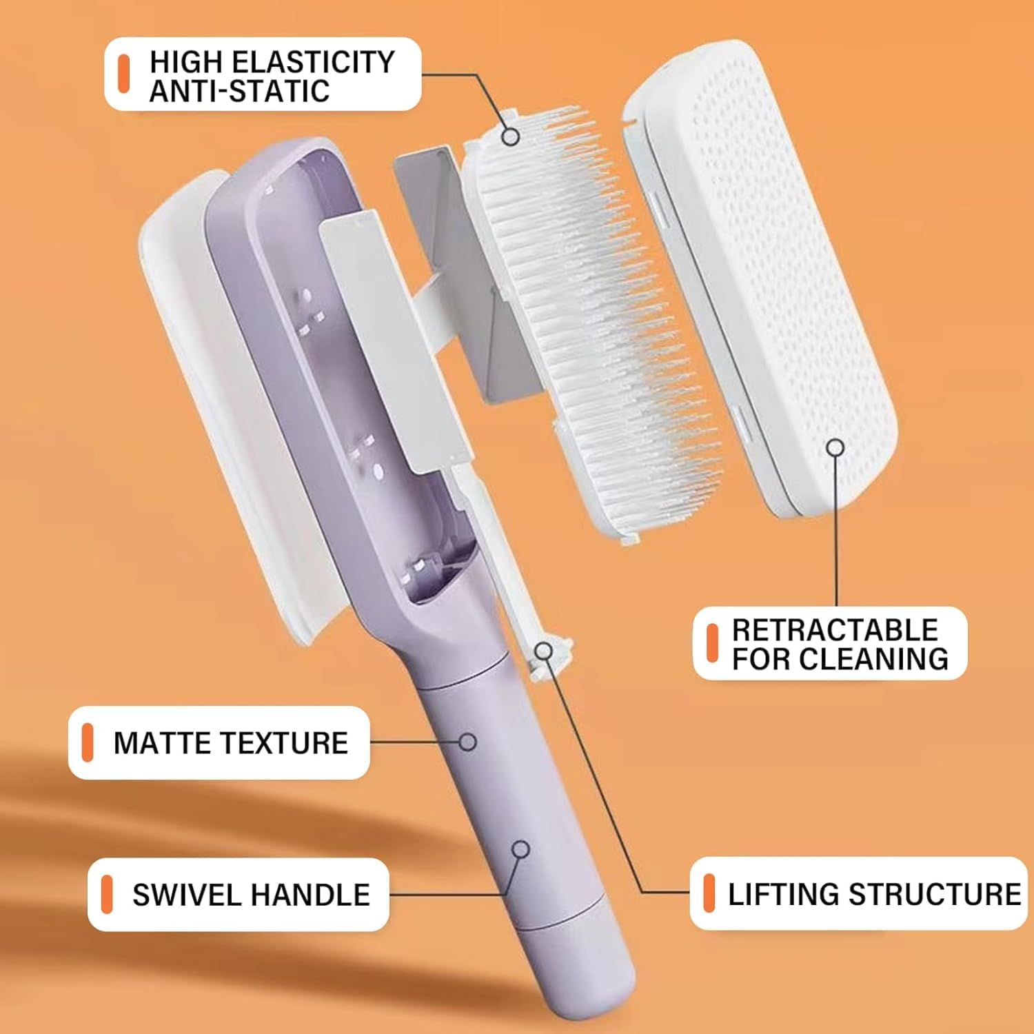 Master Self Cleaning Hair Brush,2Pcs Self Cleaning Master Hair Brushes,Brush Master Self Cleaning Hair Brush,Brush Master Self Cleaning Hairbrush,Master Self Cleaning Retractable Hair Brush for Women image number 1