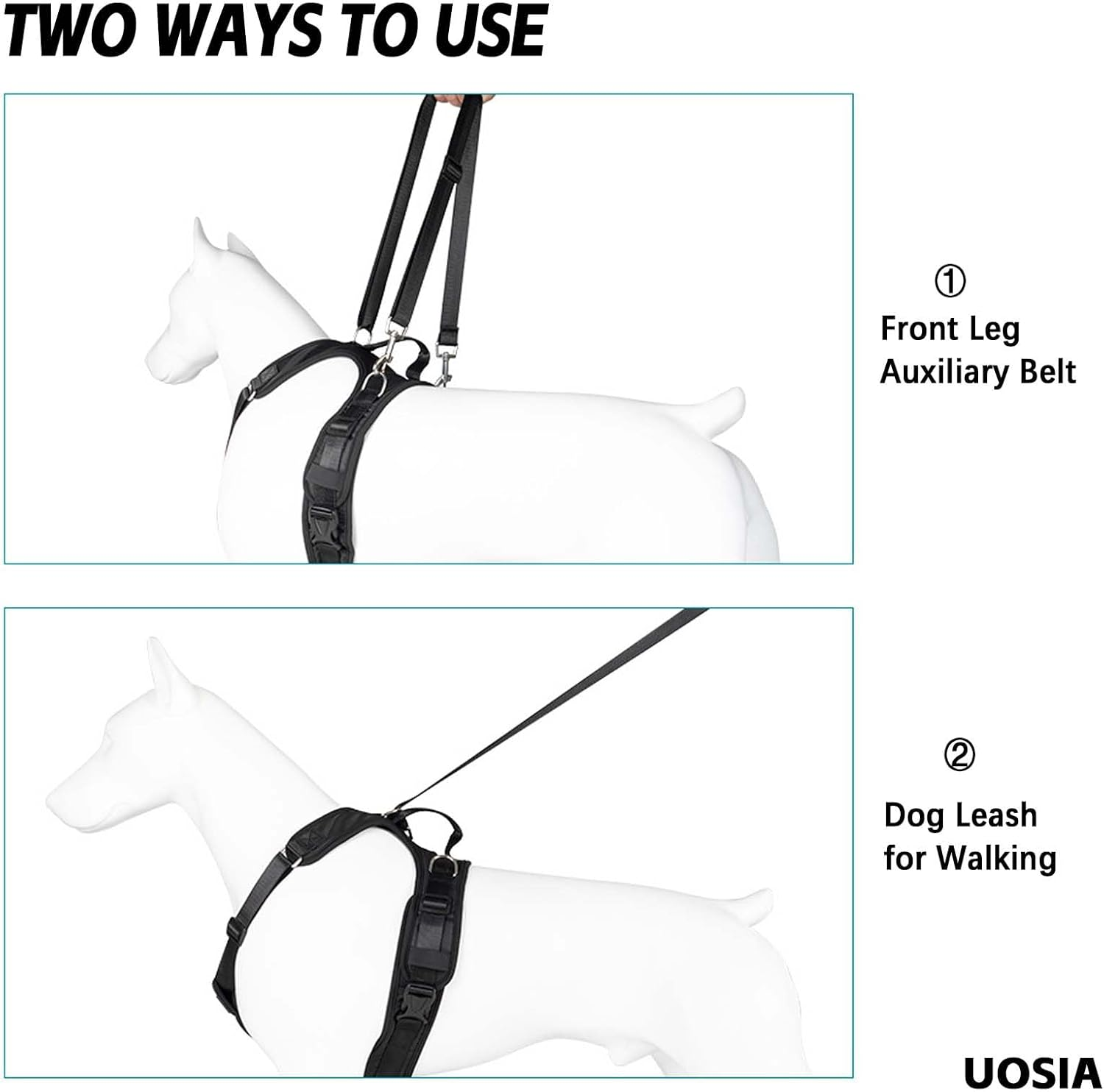 UOSIA Dog Lift Harness Split Dog Support & Recovery Sling Pet Rehabilitation Lifts Vest with Adjustable Straps Front and Rear Legs Support for Old Dog Walk image number 6