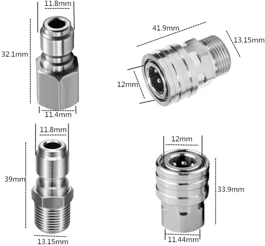 4 Pcs Pressure Washer Adapter Set, Quick Disconnect Kit, Pressure Washer Fittings, Pressure Washer Quick Connect Adapter Kit, Stainless NPT Female and Male Thread, 1/4In image number 2