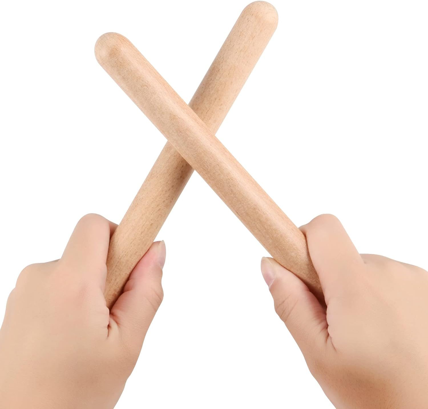 SINJEUN 16 Pair (32 Pack) Wooden Rhythm Sticks, 8 Inch Classical Wood Claves Musical Percussion Instrument, Natural Hardwood Music Lummi Sticks for Student, Musicians image number 5