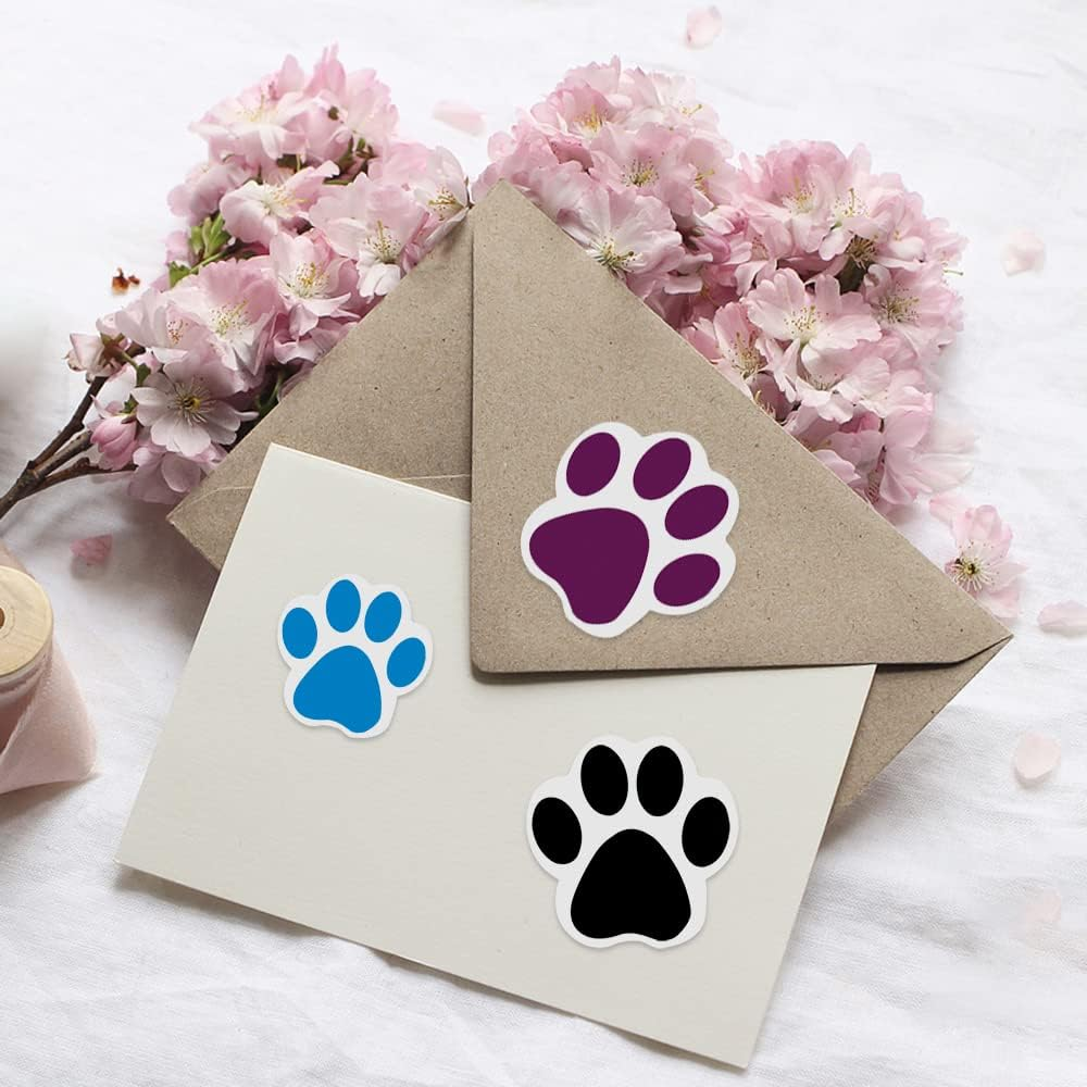 2 Rolls 1000 Pieces Paw Prints Stickers, Sourceton 1 Inch and 1.5 Inch Colorful Dog Paw Self-Adhesive Labels Stickers for Arts Craft, Scrapbook, Wall Decal, Party Favor Supplies image number 1