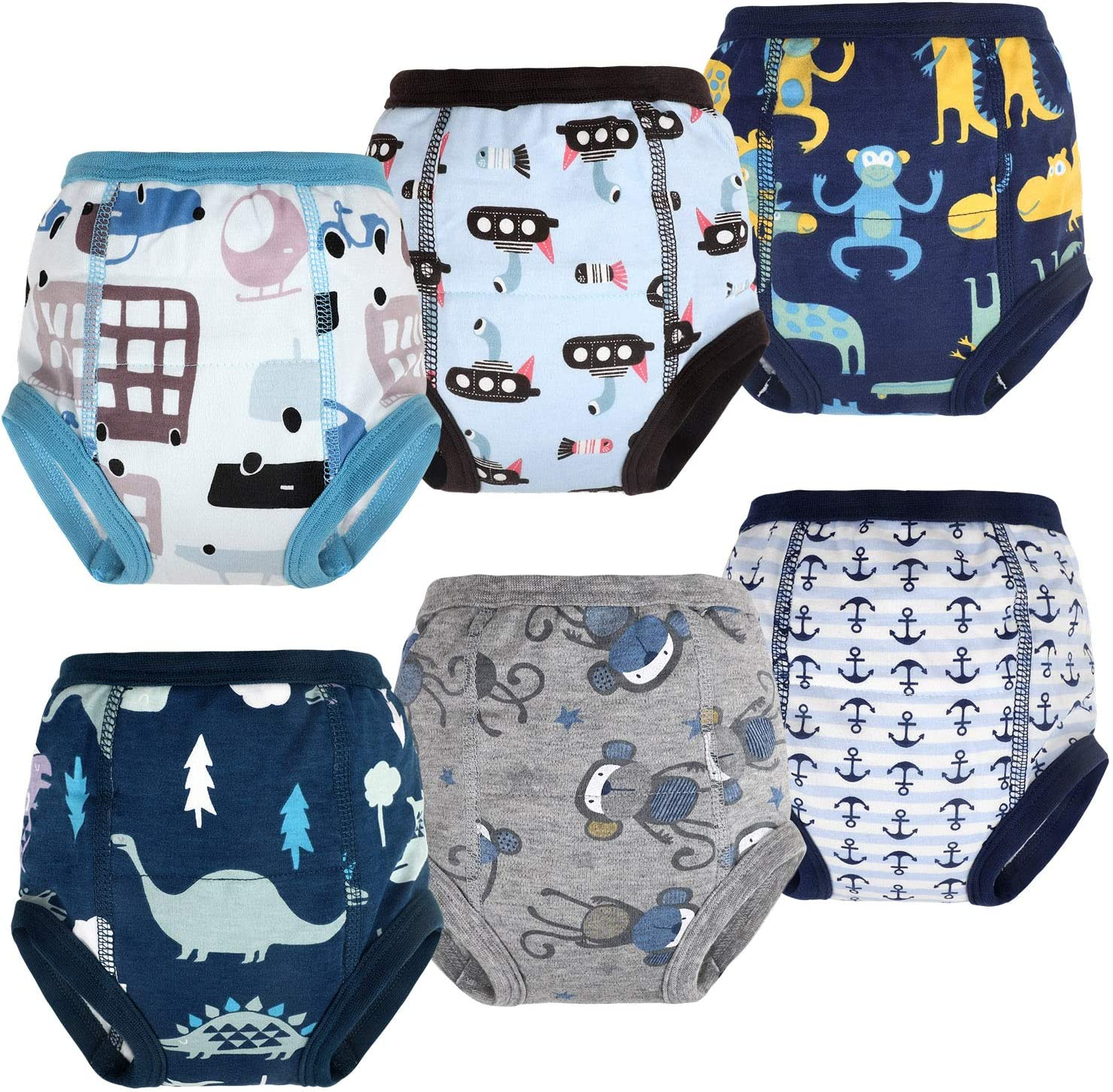 Moomoo Baby Absorbent Potty Training Underwear 6 Packs Cotton Training Pants for Boys 6T