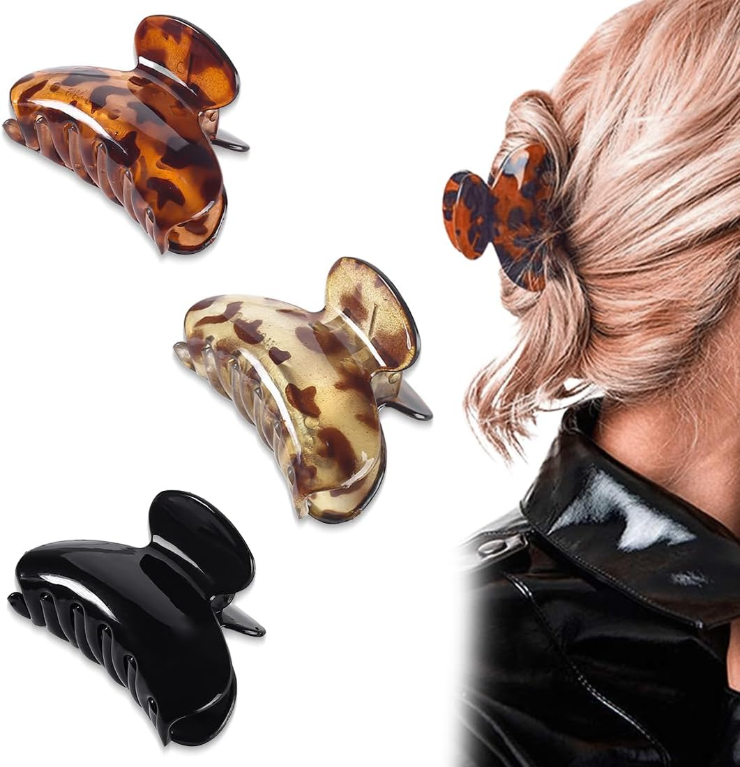 JEYORZY Pack of 3 Small Hair Clips, Women'S Hair Claw Clips, Mini Hair Claws for Girls, Non-Slip Hair Claws, Jaw Clip, Stylish Tortoiseshell Hair Clips for Thin Thick Hair image number 3
