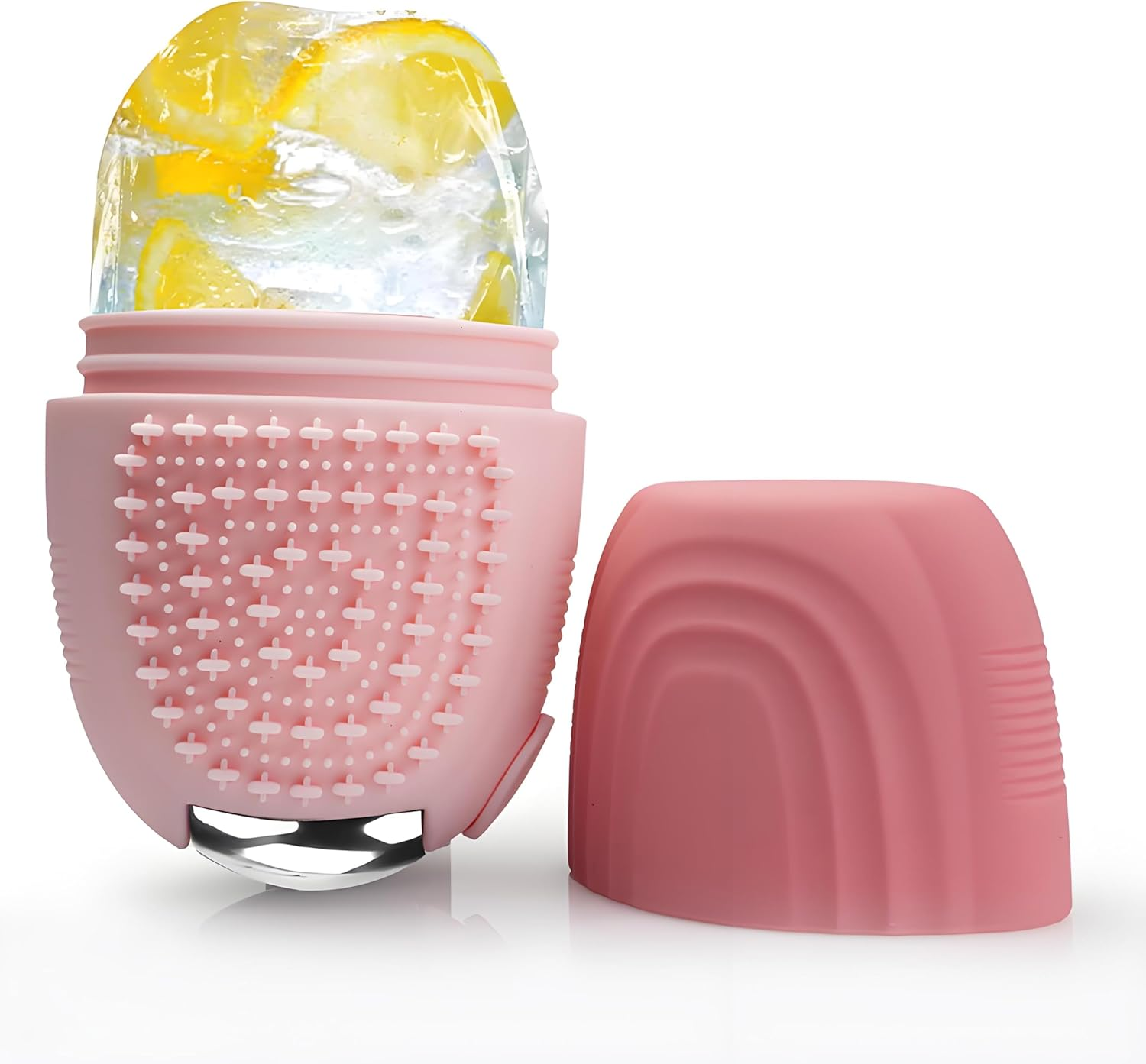 Ice Roller Massager for Face and Neck, Reusable Silicone Ice Mould & Cleansing Brush, Pink Beauty Tool for Contour, Skin Care and Face Massage image number 2