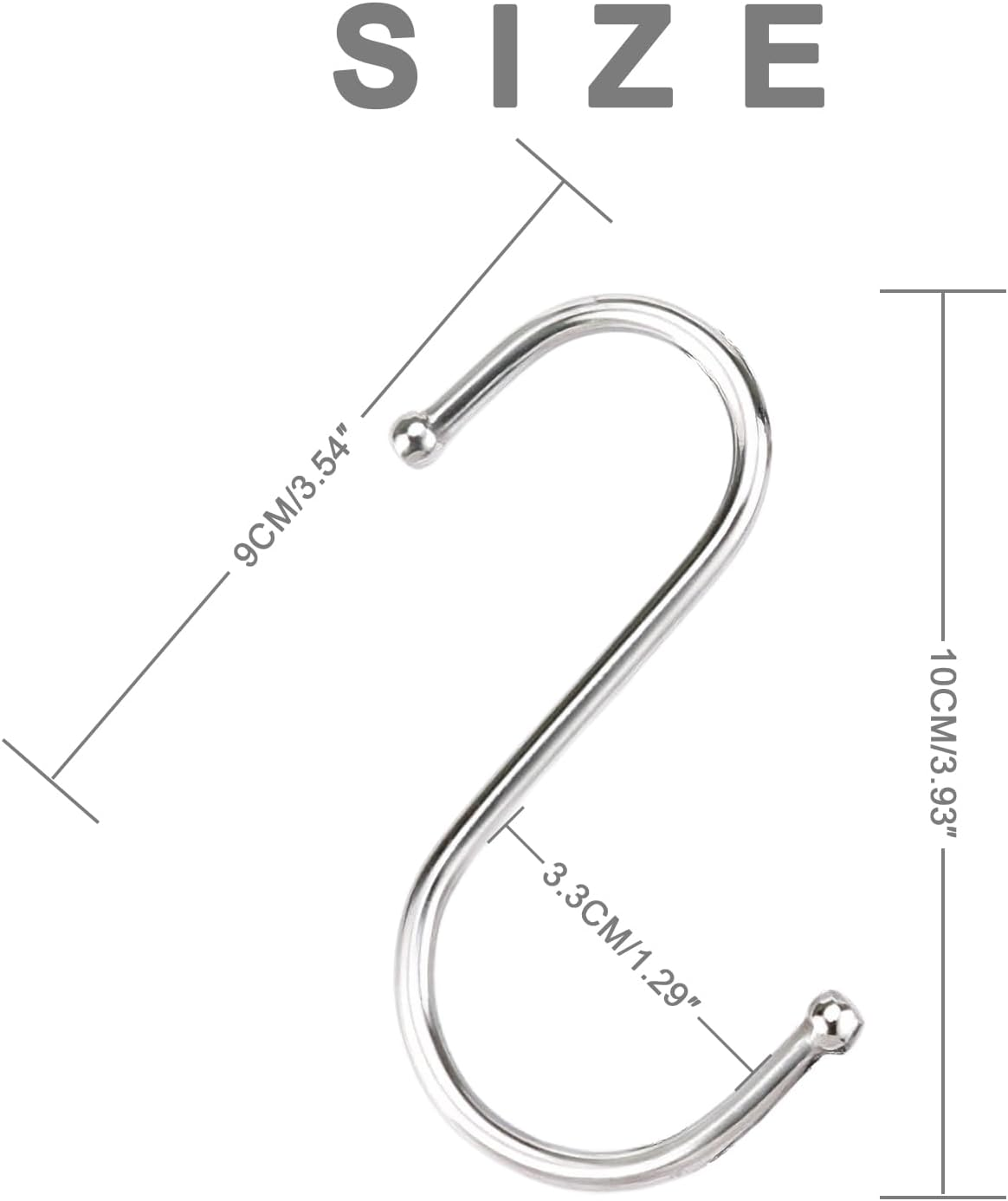 12 Pack S Hooks Heavy Duty - 6 Black & 6 Silver Metal Hooks for Hanging, Garage, Kitchen, Organizer, Outdoor, Hanging Plants, Keys, Tools, Towels - Rust Resistant Sturdy Hooks