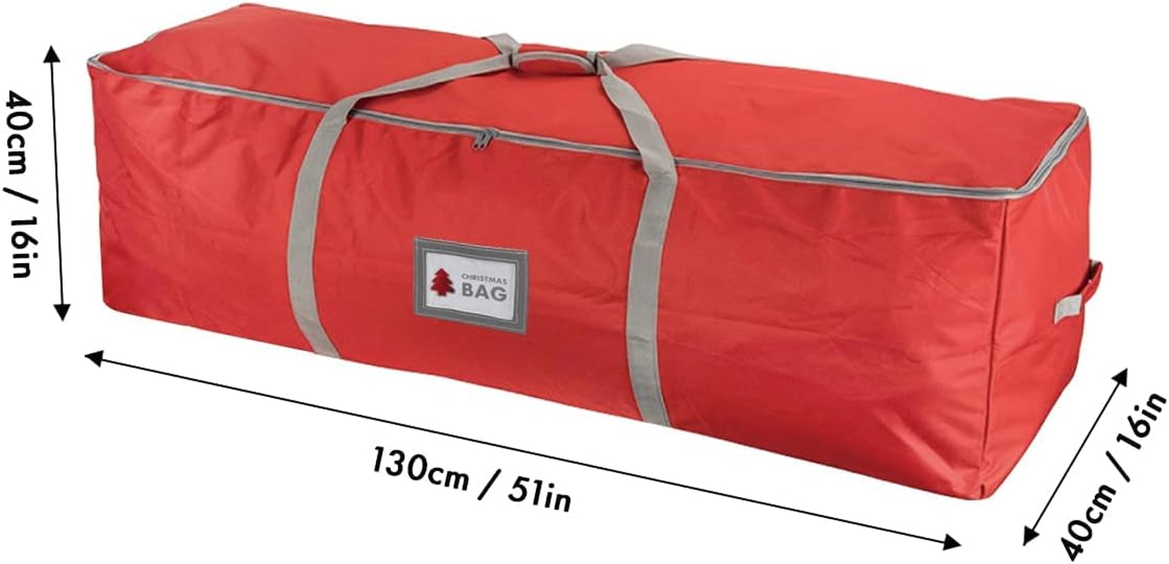 Heavy Duty Oxford Christmas Tree Storage Bag with Extra Padded Handles| Waterproof Oxford Artificial Tree Storage Bag | 51" L X 16" W X 16" H, ID Card Included (Red) image number 6