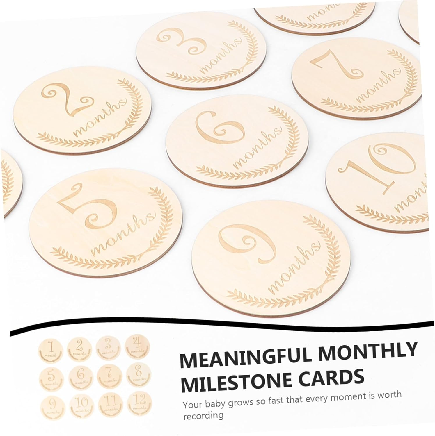 12Pcs Milestone Wooden Cards Set for Newborn Photography Friendly Monthly Souvenir Props Durable Creative Keepsake Accessories for Photo Sessions