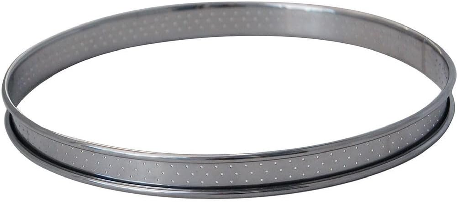 De Buyer Circular Stainless Steel round Perforated Tart Ring with Rolled Edges, Stainless Steel, Silver, Diam&egrave;tre 10 Cm