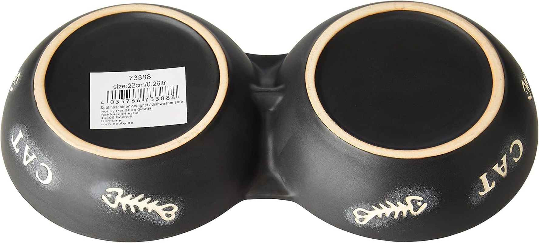 Nobby Cats Ceramic Double Bowl, 22.0 Cm image number 1