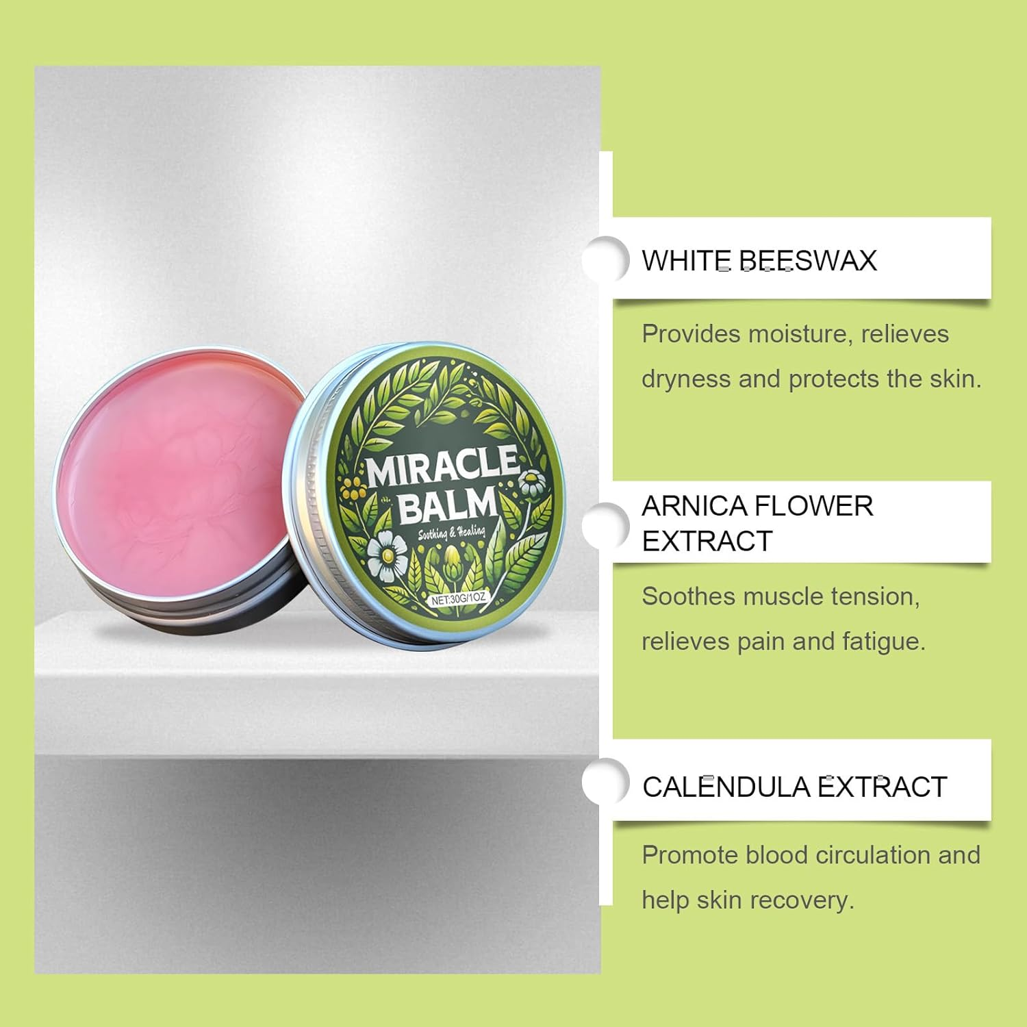 Miracle Balm, Soothing Cream for Back Feet and Body, Herbal Comfort Cream for Relaxed Support Natural Vitamin E, Moisturizing and Suitable for All Skin Types, Gentle and Skin-Friendly (1PCS) - 2Pcs image number 4