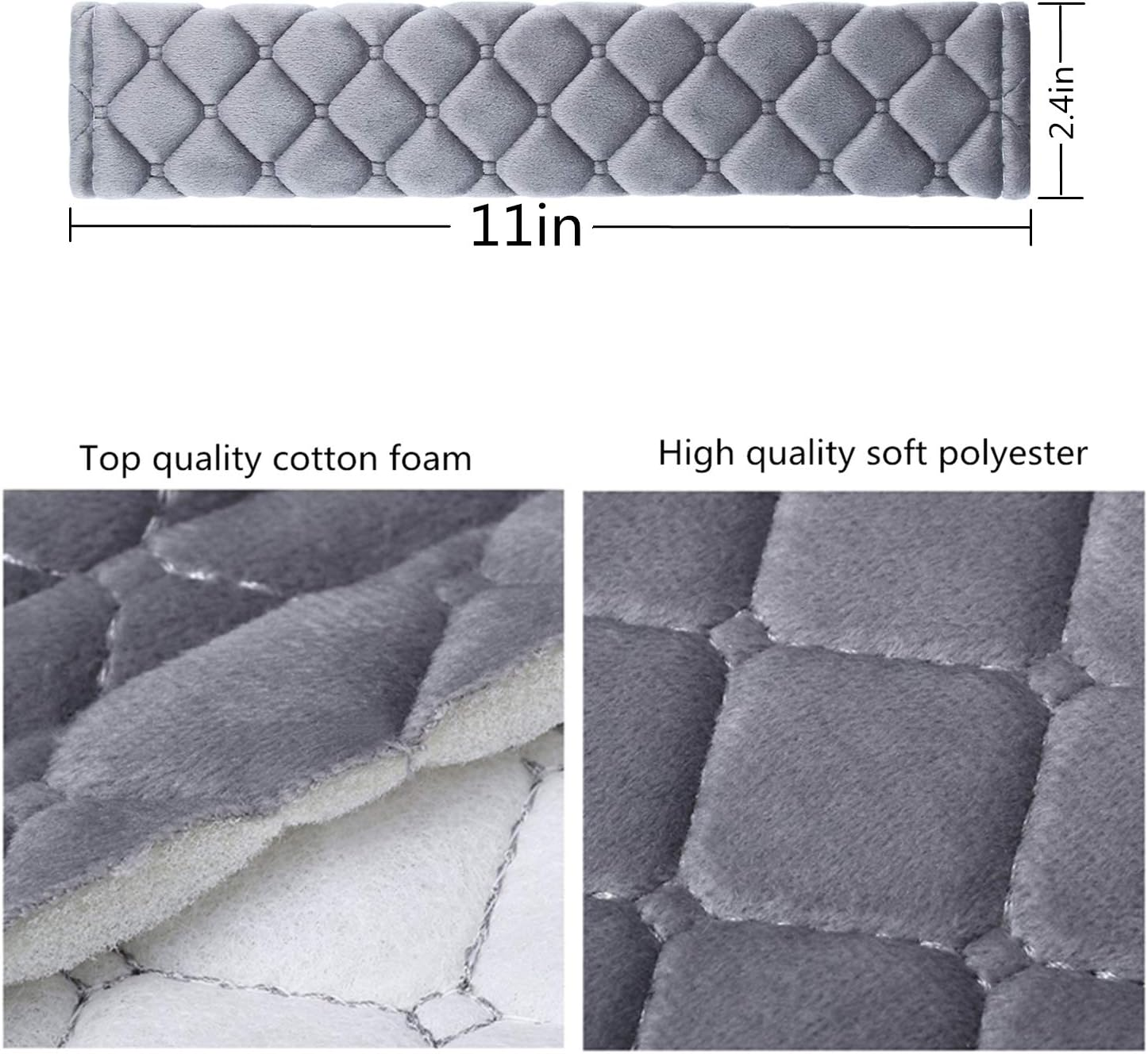 4 Pack Universal Car Seat Belt Pads, Adult Seat Belt Shoulder Strap Covers Harness Pad for Car/Bag,Soft Comfort Helps Protect You Neck Shoulder from the Seat Belt Rubbing 4Pack-Gray