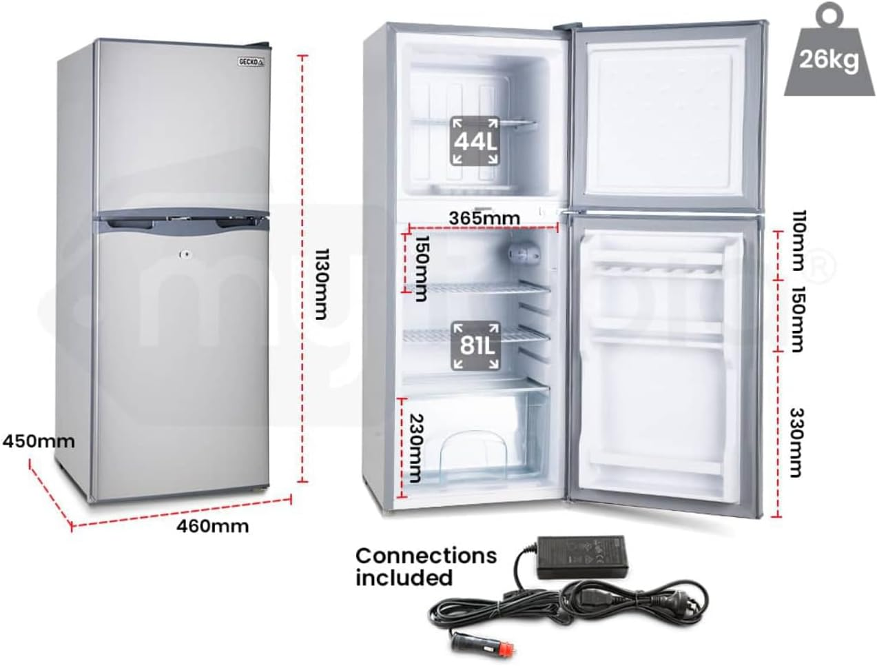 GECKO 125L Portable Fridge Camping Freezer Cooler Upright Refrigerator 12V/24V/240V for Motorhome, Caravan, Silver GKFF-13S image number 6