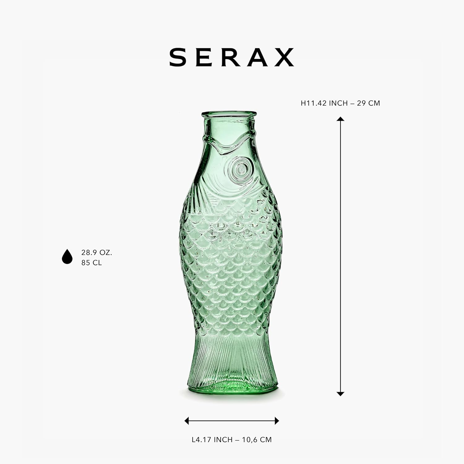 Serax Fish N Fish Design Carafe/Water Bottle, 290 Mm Size, Green image number 6