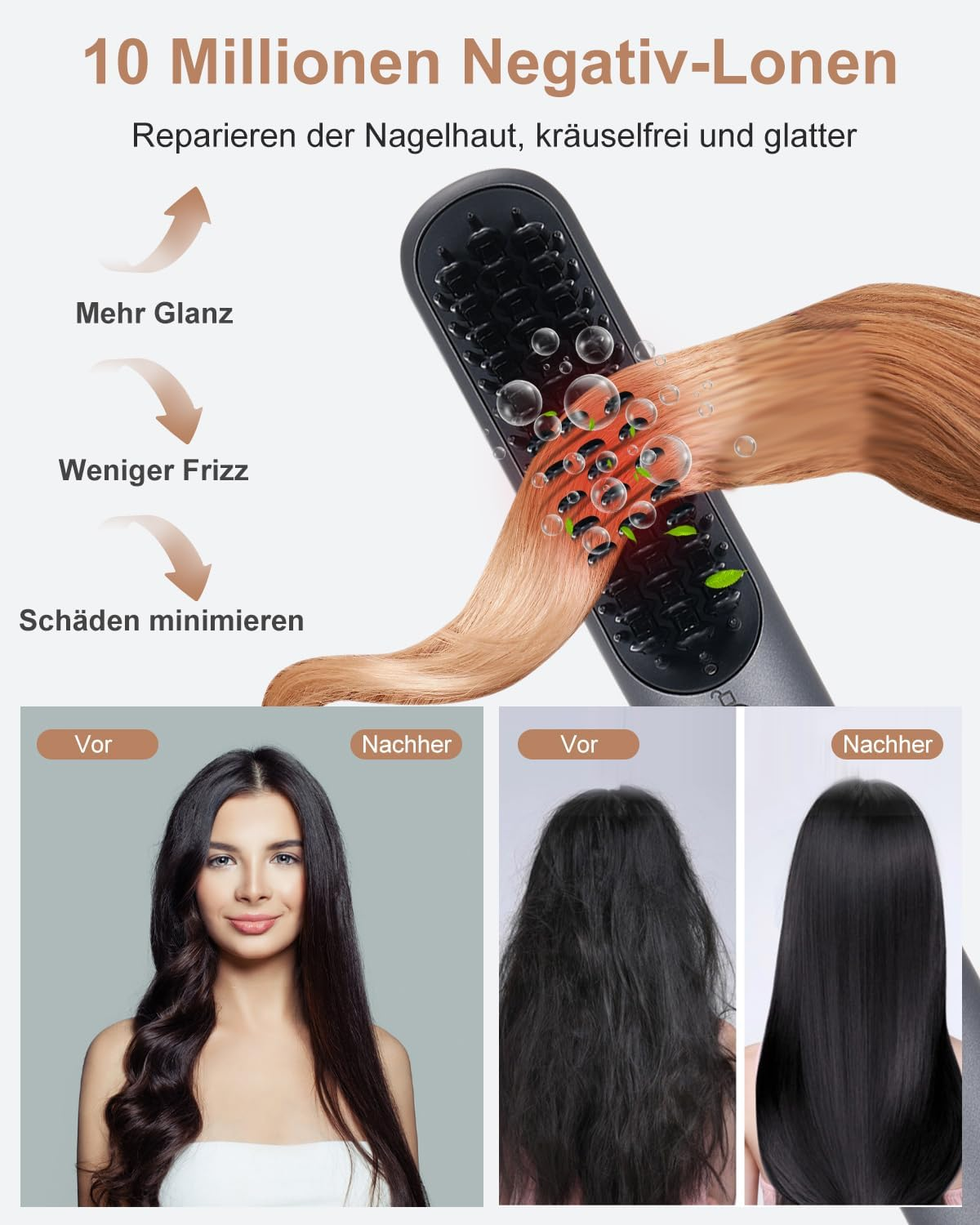 Electric Hair Straightening Brush Rechargeable Hair Straightener