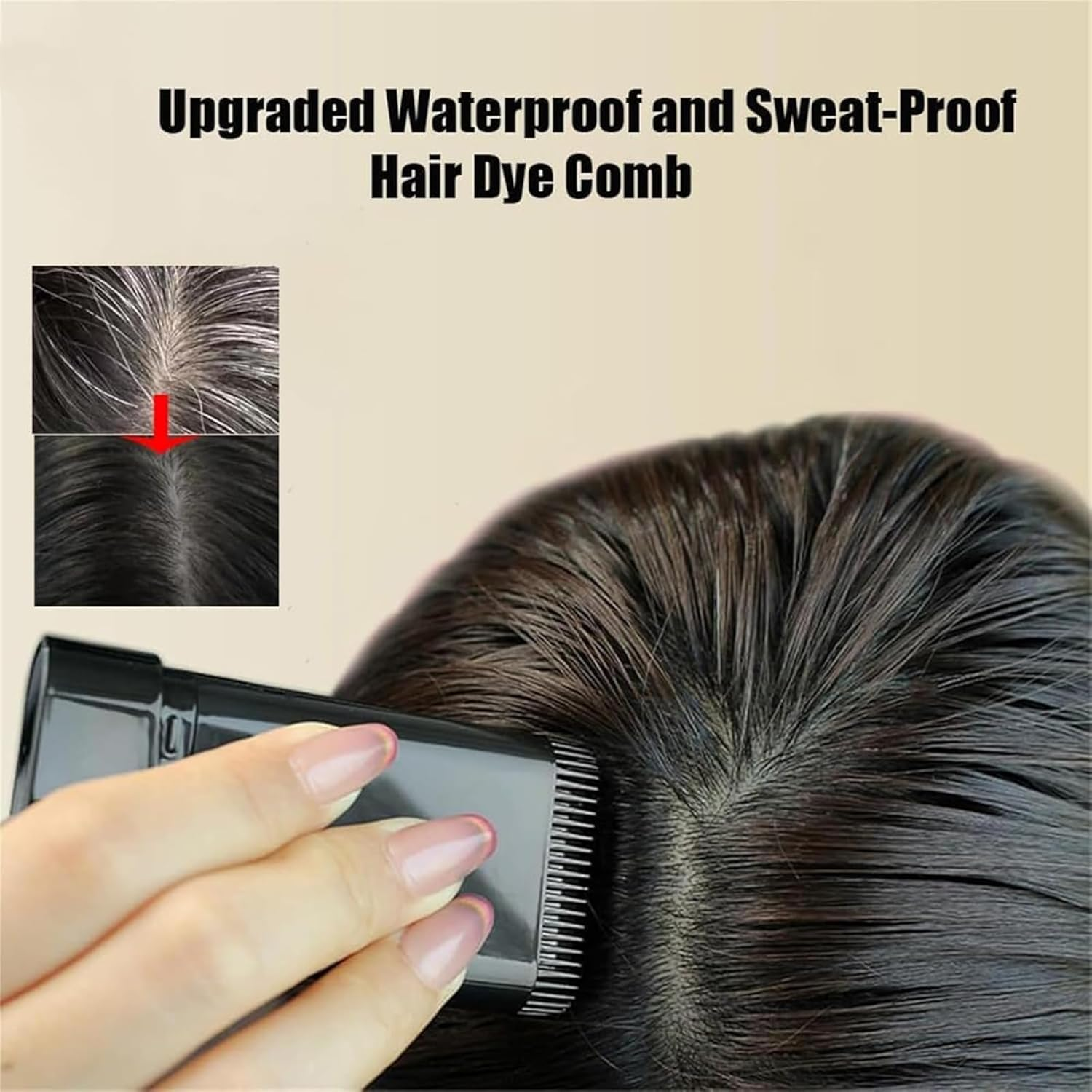 Swarous Long Lasting Hair Color Stick, Instant Hair Color Stick with Built-In Comb, Upgraded Waterproof and Sweat-Proof Hairs Dye Comb, Portable Dye Comb for Gray Hairs Coverage (Black+Black-Brown) image number 1