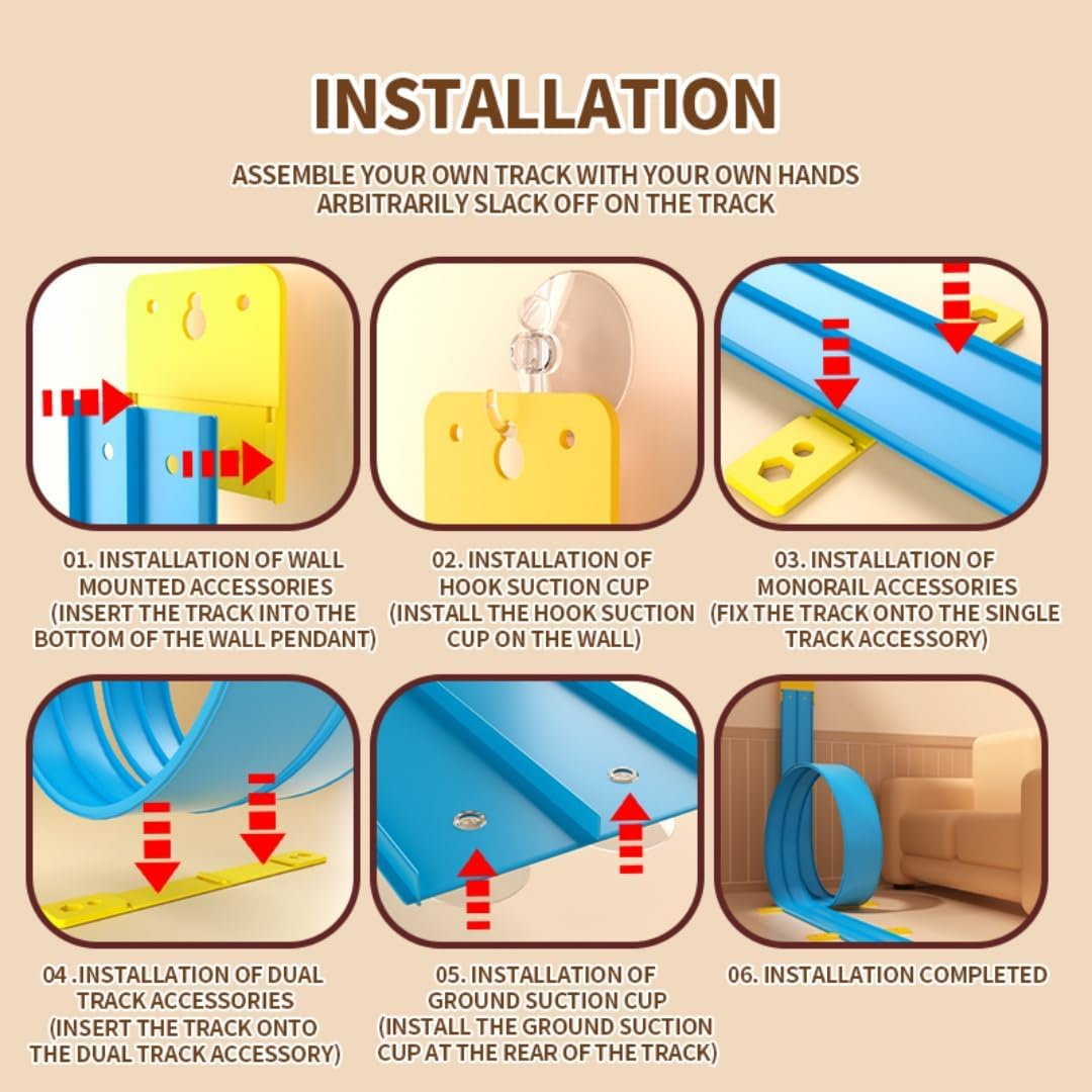 390CM Flexible Race Track Toys for Kids, Flex Race Car Set with 4 Toy Cars, with Suction Cups Compatible with Hot Wheels and Diecast 1/64Th Cars, Classic Long Rolls up Portable Racetrack, Blue image number 3