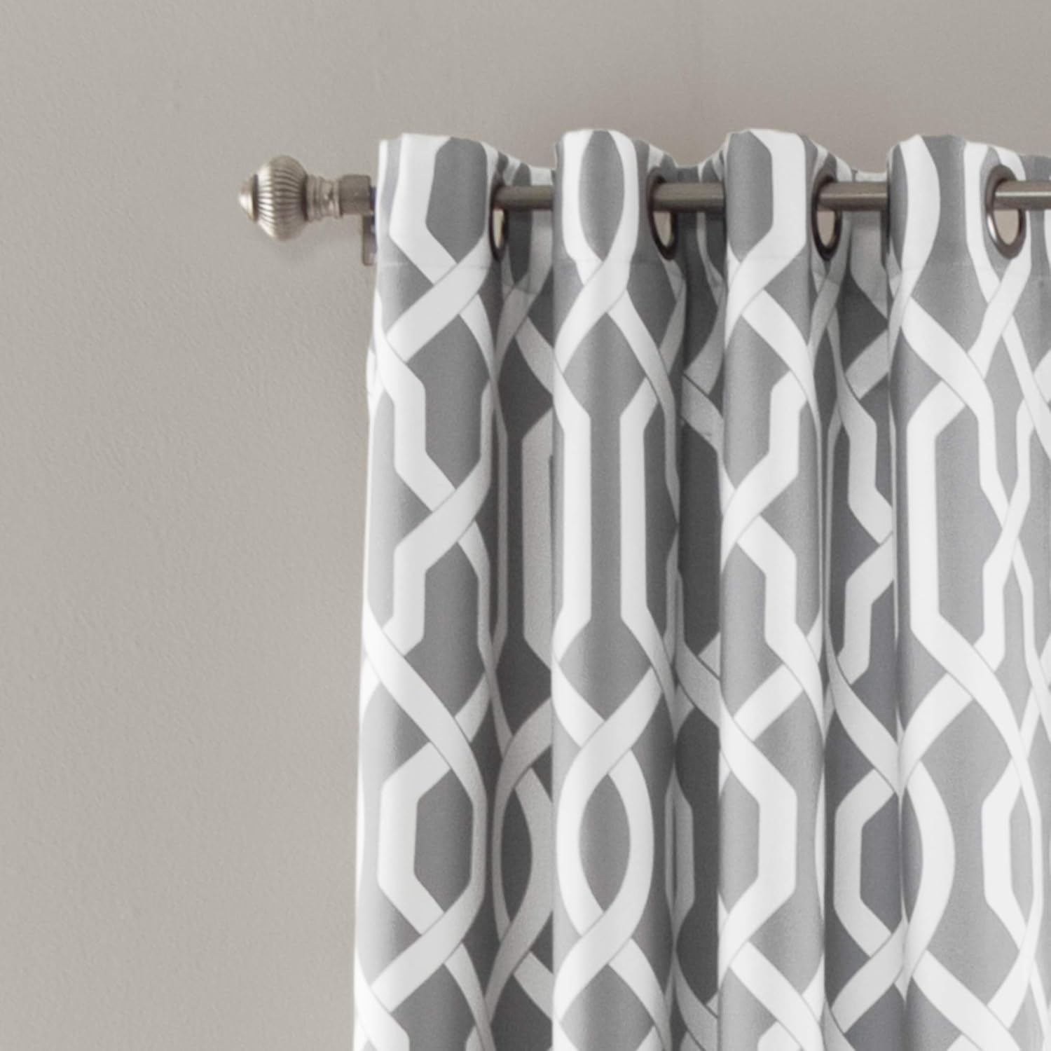 Lush Decor Edward Trellis Room Darkening Window Curtain Panel Pair, 84 Inch X 52 Inch, Gray, Set of 2 image number 1