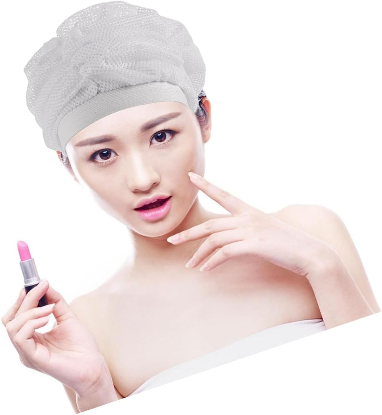 Cyktxei 1Pcs Hair Plopping Cap, Adjustable Microfiber Mesh Bonnet with Drawstring for Curly Hair Care, Enhanced Curl Definition & Fast Air Dry, Reusable Hair Drying Cap for Shower & Blow Dryer Use image number 6