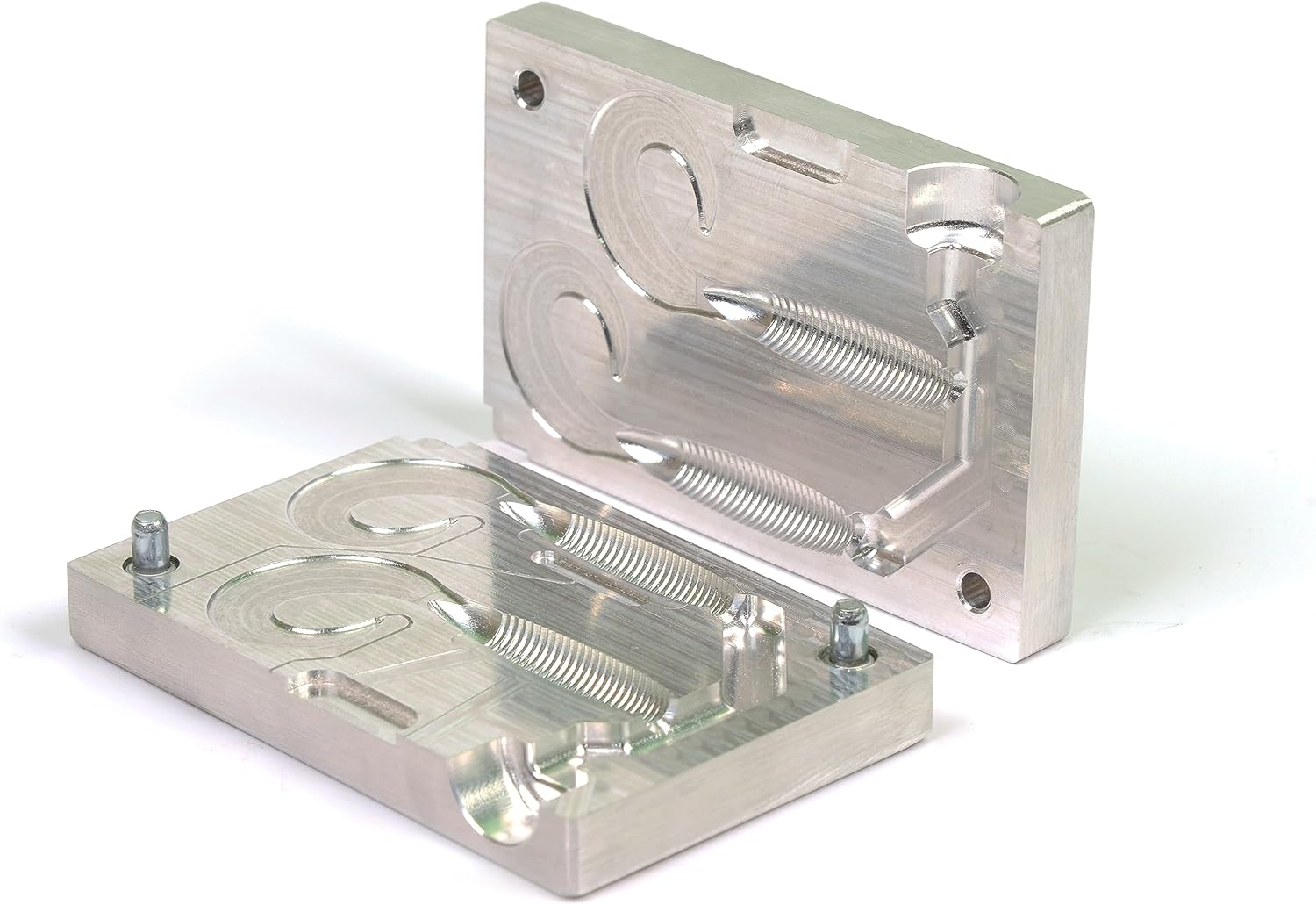 Soft Plastiс Mold Lure Making Injection Molds Fishing Lures Two Cavity Single Tail Grub 4'' Aluminium image number 3