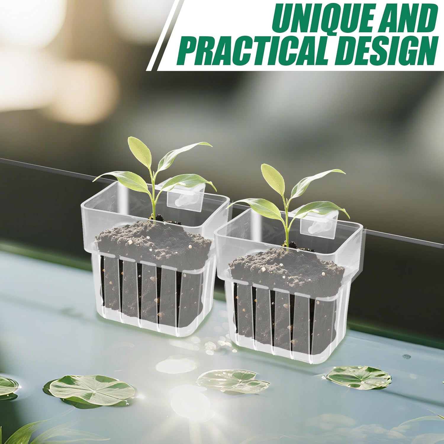 8 PCS Aquarium Plant Holder for Fish Tank, Transparent Pond Plant Baskets, Fish Tank Plant Holder for Hydroponic Cultivation and Water Feature Decoration image number 1