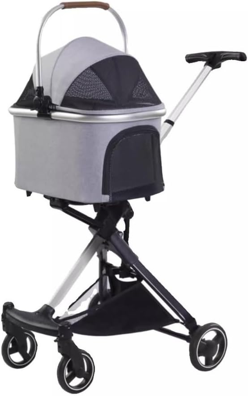 Pet Stroller Dog Stroller Cat Stroller Foldable Pet Stroller 3 in 1 Dog Stroller Pet Carrier Strolling Cart with Storage Basket for Cats and Dogs Dog Pram Dog Cat(Color:Light Gray)