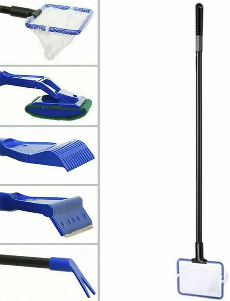 AIMALL 5 In1 Water Aquarium Cleaning Tool Fish Tank Gravel Vacuum Glass Cleaner Brush, Durable Plastic, 19.09-Inch Tool, Blue image number 4