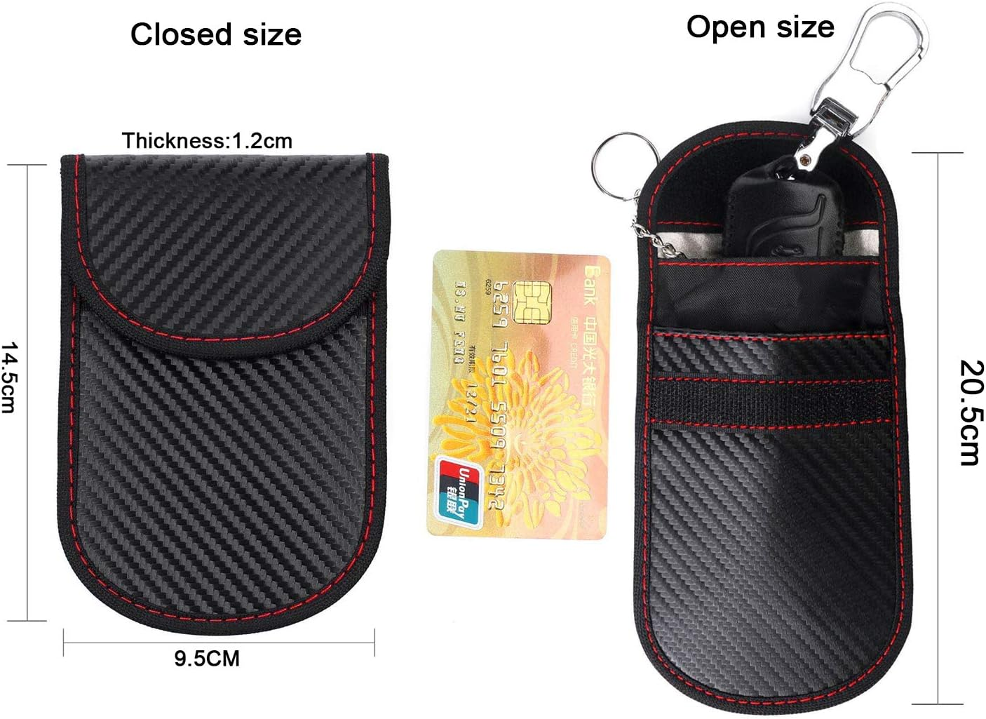 Faraday Box for Car Keys and 2 Pcs Key Fob Signal Blocking Pouch Set Faraday Bag for Key Fob Protector Box & Carbon Fiber Car Key Signal Blocker Pouch for Car Theft Prevention(Big Box+2 Shielding Bag) image number 1