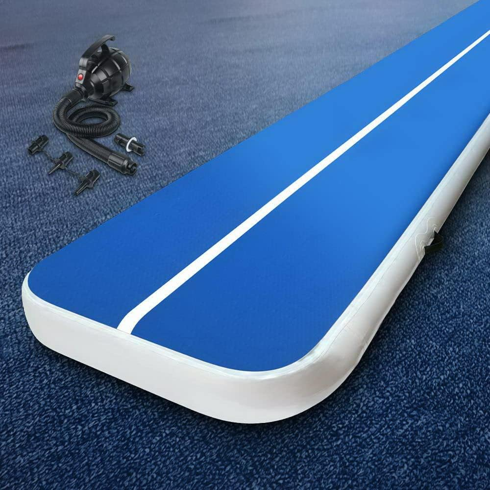 Air Track with Electric Pump Everfit 3/4/5/6M X 1M 10Cm/20Cm Thick Tumbling Airtrack Mat Inflatable Gymnastics Training Cheerleading Yoga Gym Professional Equipment - Blue 5X1X0.2M W/ Pump image number 3