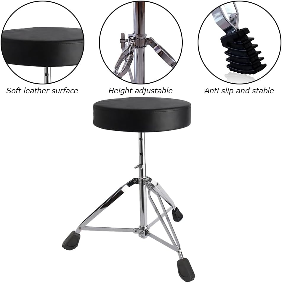 Foldable Drum Seat/Padded Drum Throne Stool,Height Adjustable Drumming Stool & round Thick Padded Drum Seat,Portable Drum Chair for Adults Beginners Drummers image number 6