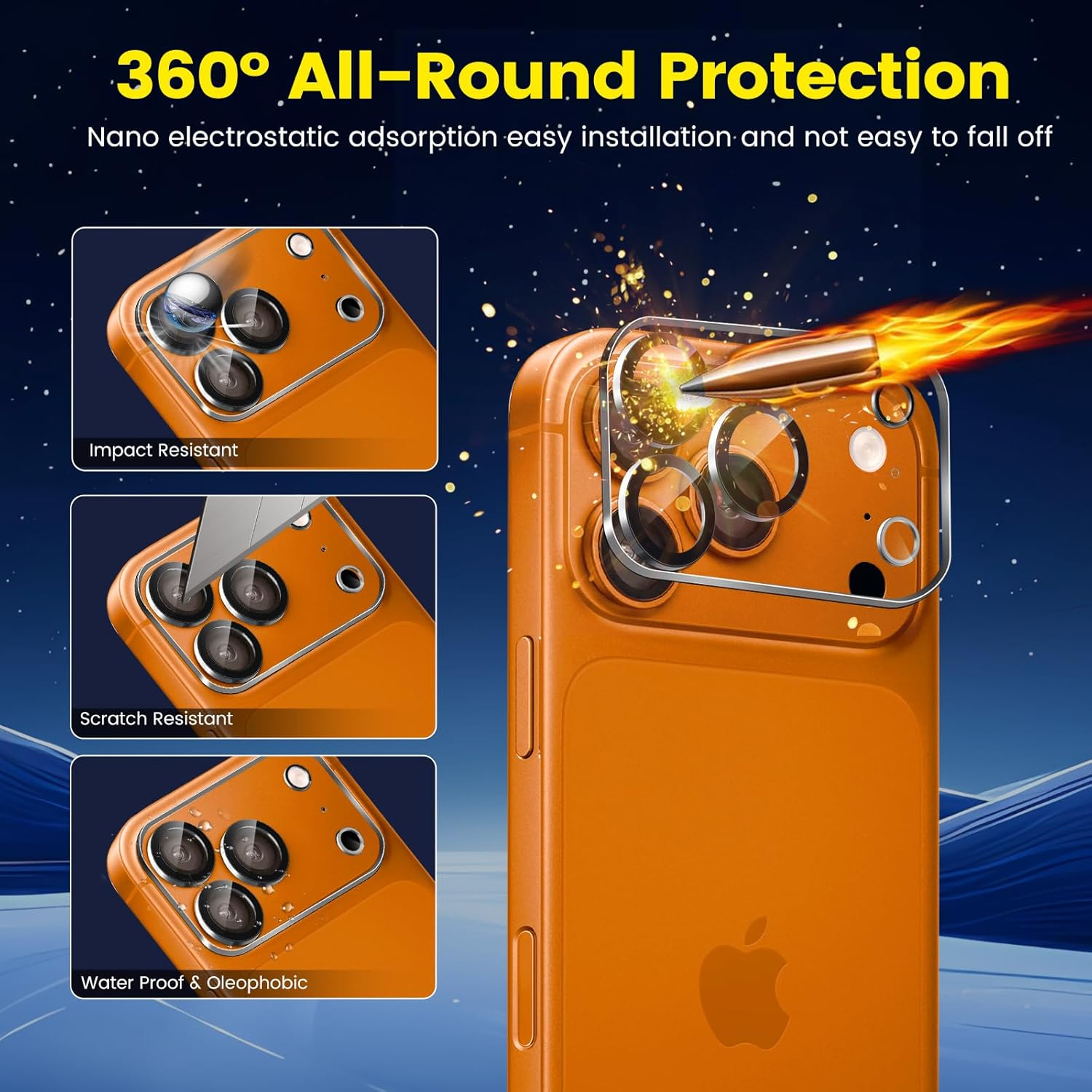 TQLGY 3 Pack Camera Lens Protector for Iphone 17 Pro Max 6.9", 9H Tempered Glass, HD Clear, Anti-Scratch, Strong Adhesion, Case Friendly, Easy Installation image number 3