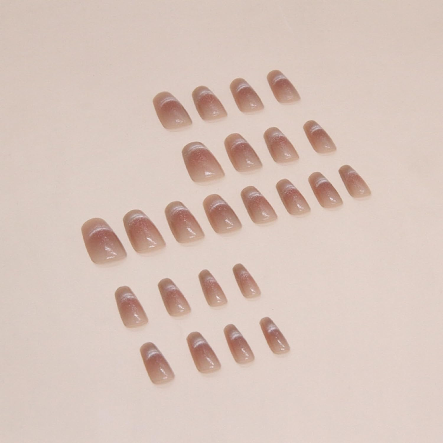 KAVI' S 24Pcs French Tip Stick on Nails Cat Eye Press on Nails Nude Gradient Glitter Fake Nails Ballerina Acrylic False Nails Jerry Glue for Women Girls Nail Art image number 6