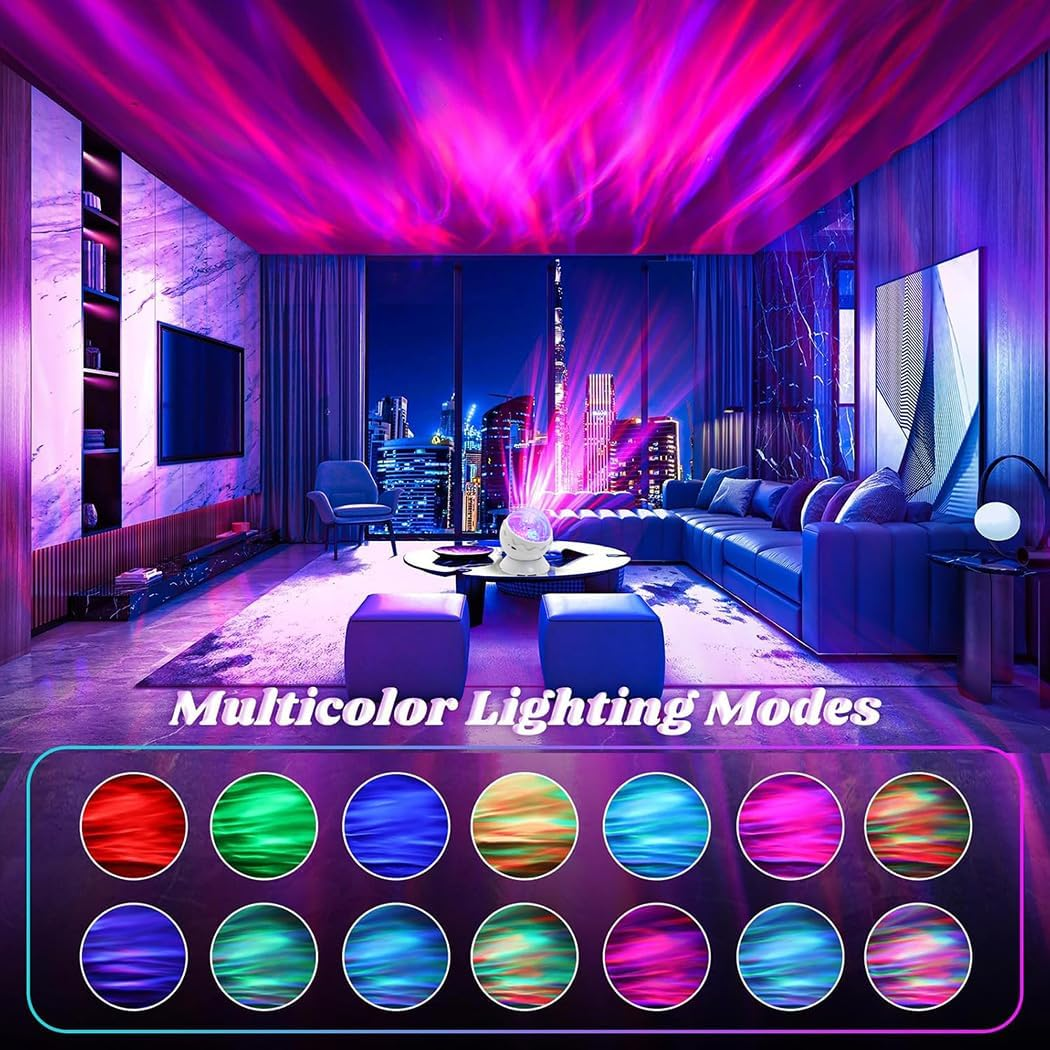 Whole Room Coverage Area Northern Lights Projector Galaxy Aurora 8 Effects Combinations with Night Light Egg Cover for Bedroom Light Sleep image number 2