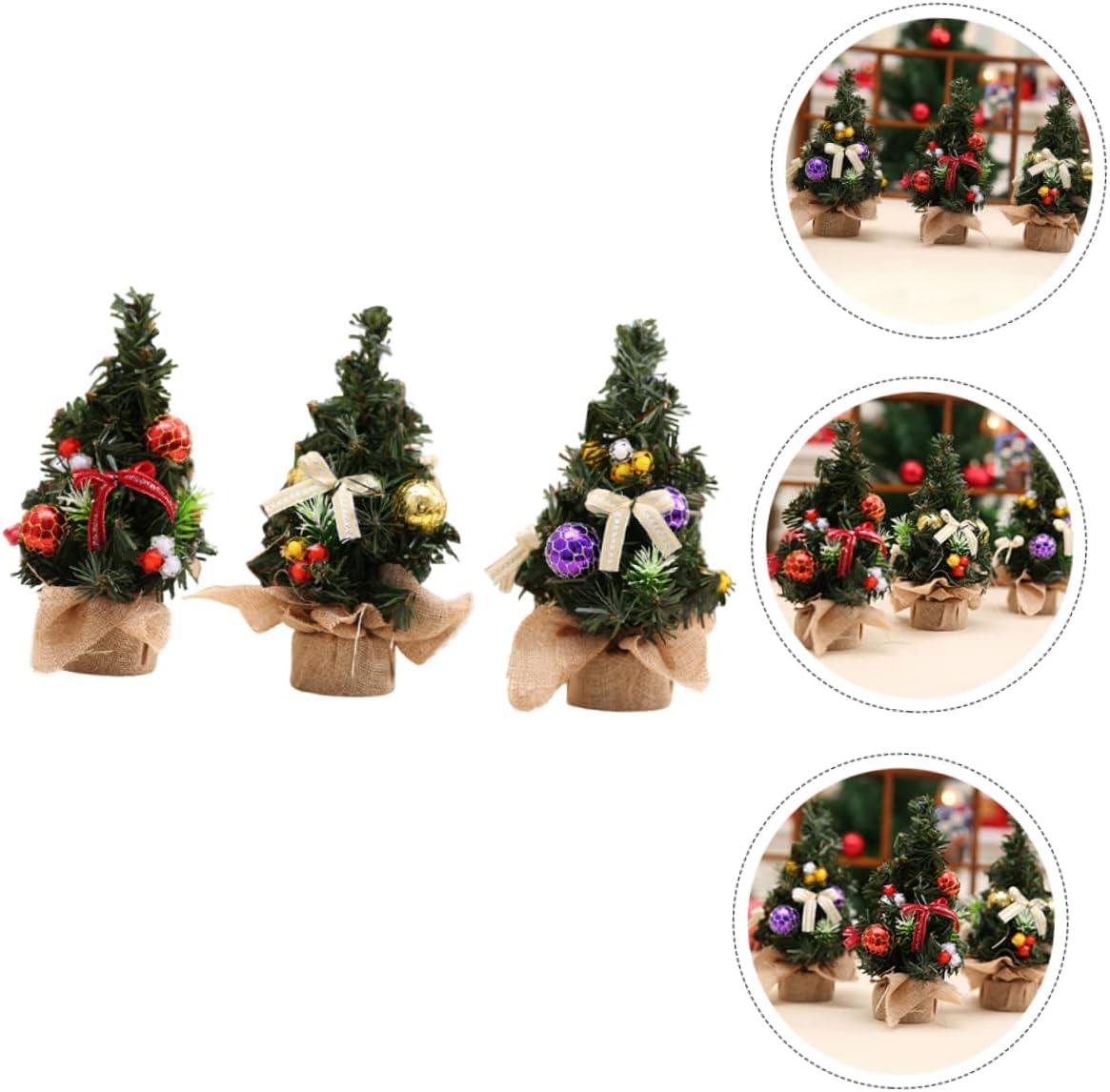 Garneck 3Pcs Christmas Ornaments Mini Trees Desktop Decorations Small Xmas Tree Ornament Felt Craft image number 1