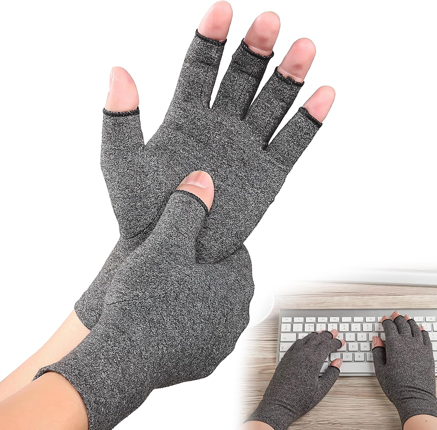 Bushhaven Arthritis Gloves for Women & Men - Fingerless Arthritic Hand Gloves for Carpal Tunnel, Tendonitis & Rheumatoid Relief - Breathable Compression for Typing, Work & Daily Support (Black) image number 1