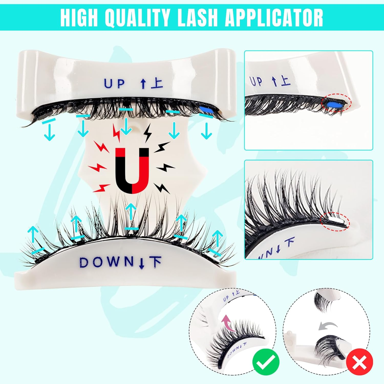 Magnetic Eyelashes with Lash Clusters Applicator 5 Magnets Fluffy Magnetic False Lashes Kit Wispy Reusable Cluster Eyelash Extensions with Magnets No Lashes Glue or Liner Needed(1 Pairs-Dense) image number 6