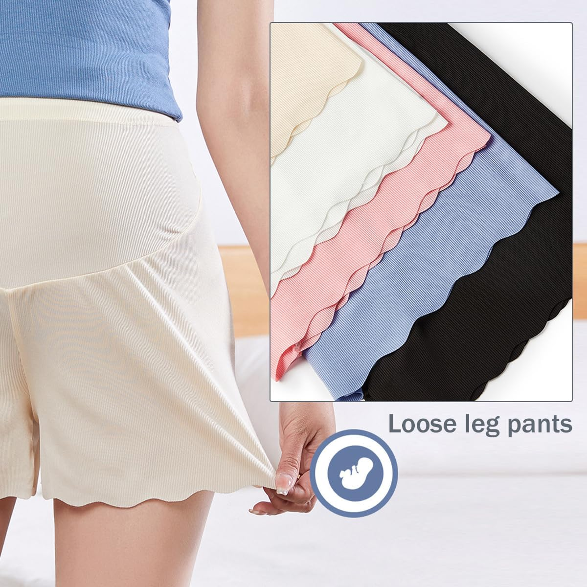 Underwear, Pure Color Pregnant Women Summer Ultra Thin Ice Silk Loose and Adjustable anti Light 5 Pcs image number 2