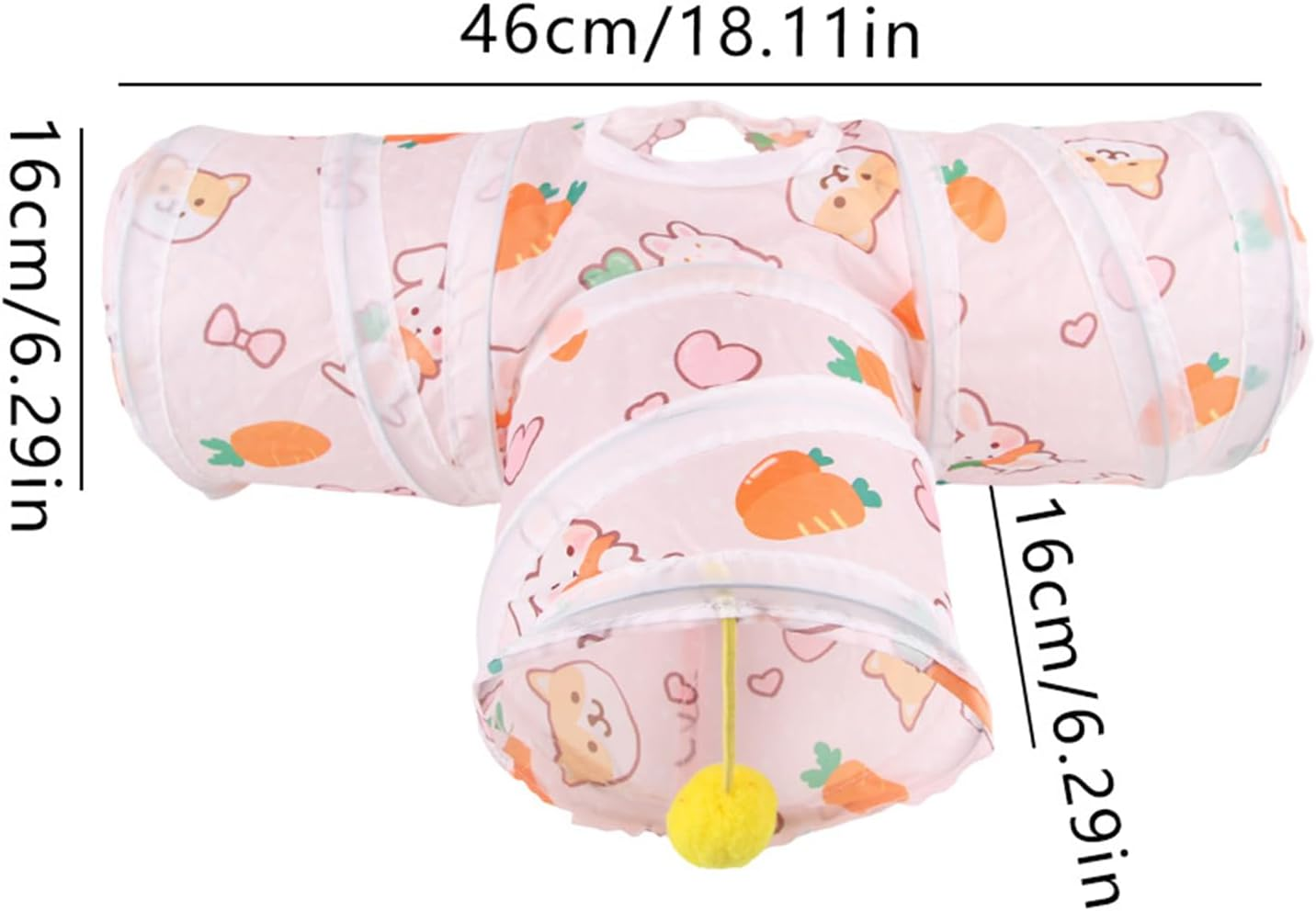 Bunny Tunnel Rabbit Tubes 1Way / 3 Way Cat Play Tunnel, Small Animal Activity Tube with Fun Toys for Hamster Rats Ferret Kitten Hedgehog Hiding and Resting - A image number 3