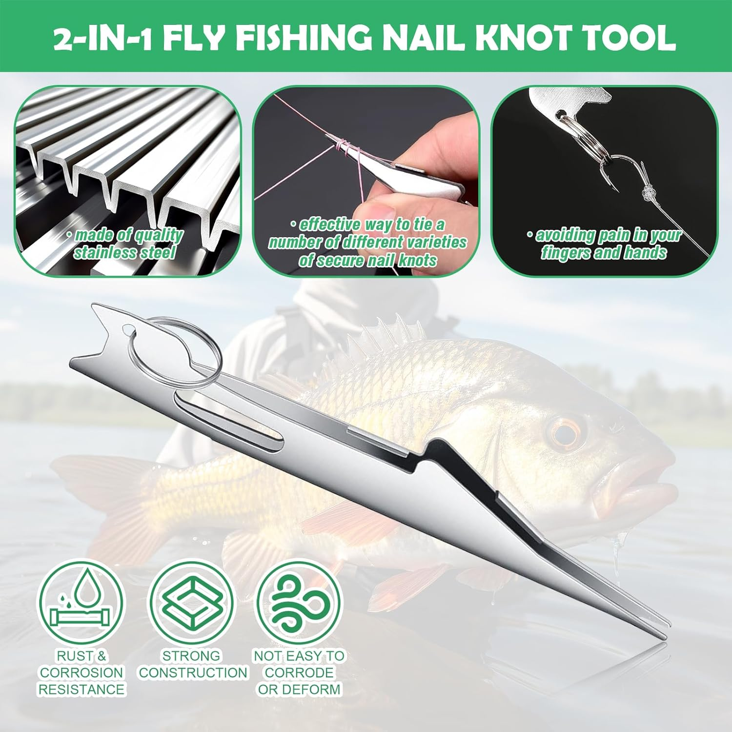 Yauhar 7Pcs Fishing Knot Tying Tool Set, Fishing Line Cutter Clipper, Hook Sharpener, Hook Eye Needle, Tackle Accessorizes for Fly Fishing image number 6