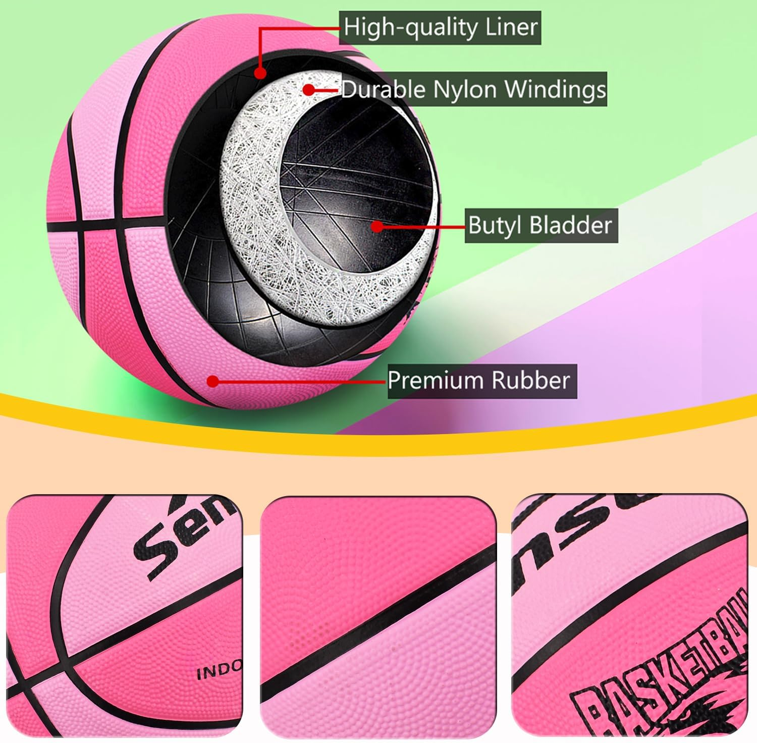 Senston 27.5"/29.5" Basketball Balls Outdoor/Indoor Size 5/7 Basketballs 27/29 Inch Basket Ball with Pump image number 3