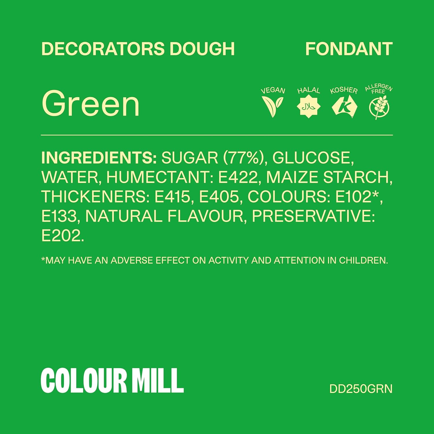 Colour Mill Decorators Dough Premium Ready to Roll Fondant Green 250G image number 5