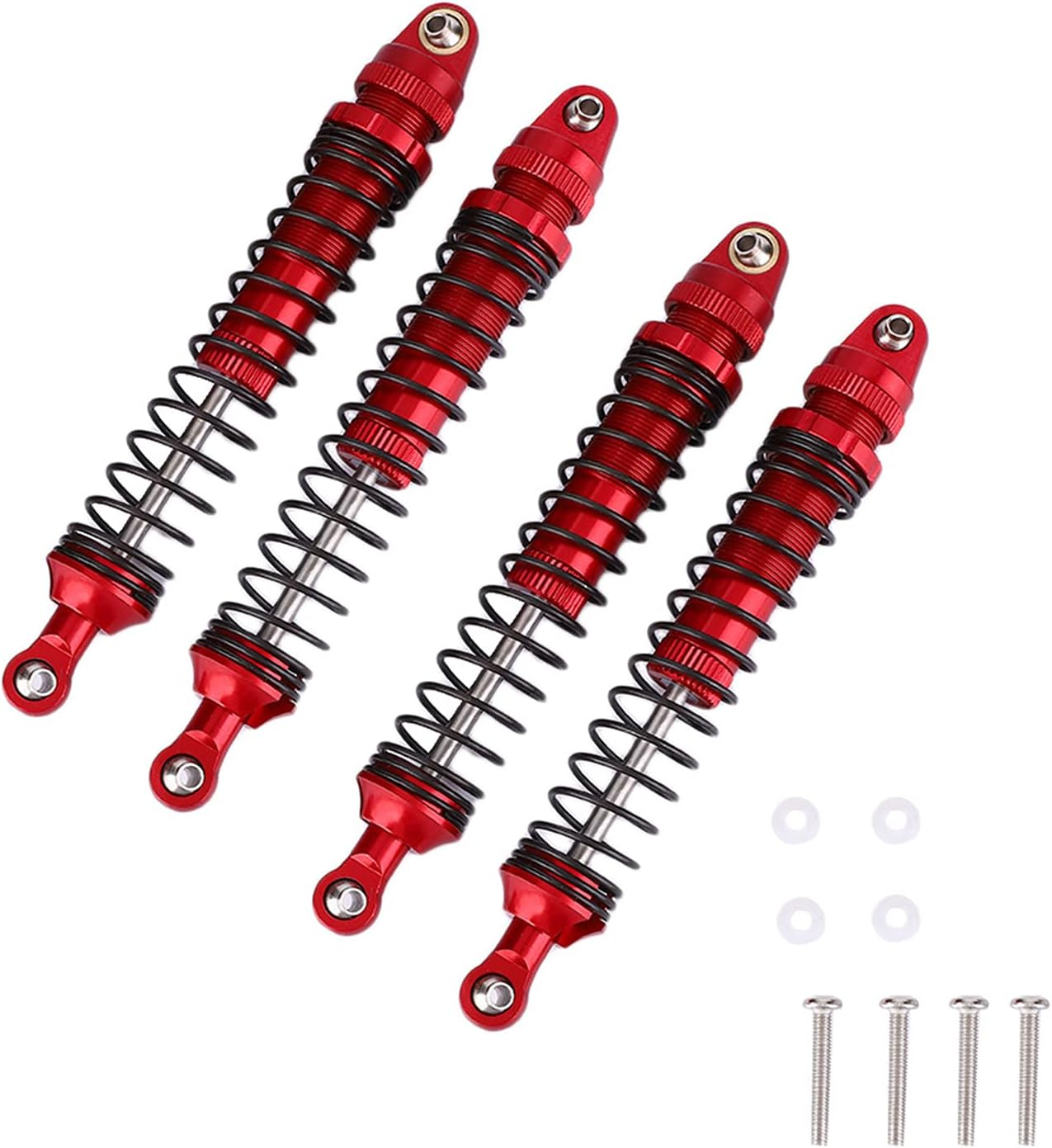 Front Rear Springs Damper, 4Pcs Aluminium Alloy Red RC Accessory Fit for SCX10 D90 1/10 RC Crawler Car Autopart Hobby Vehicle Shock Kits Car Parts (110Mm) image number 5