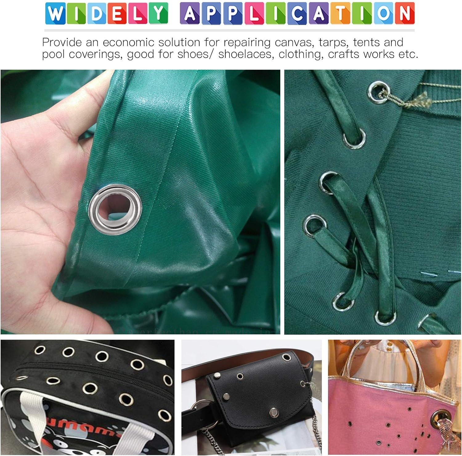 Glarks 164Pcs 1/2 Inch Grommets Eyelets with Tool Sets, 160Pcs 4 Colors Grommets Eyelets with 4Pcs Installation Tools for Fabric, Canvas, Curtain, Clothing, Leather Repair and Decoration - Gun-Black Grommets Eyelets With Tools image number 6